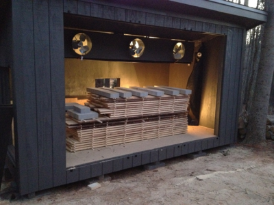 Wood drying in large oven